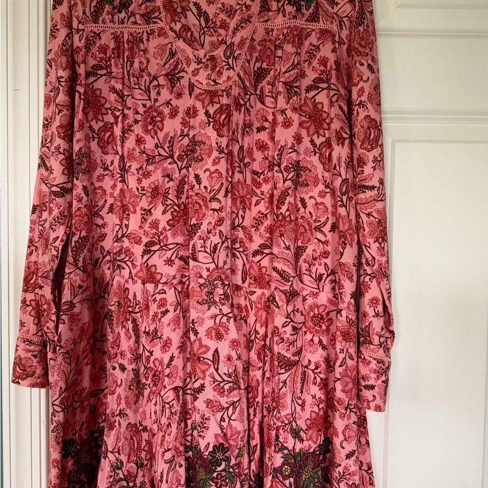 Women's Long Sleeve Pink Floral  Dress